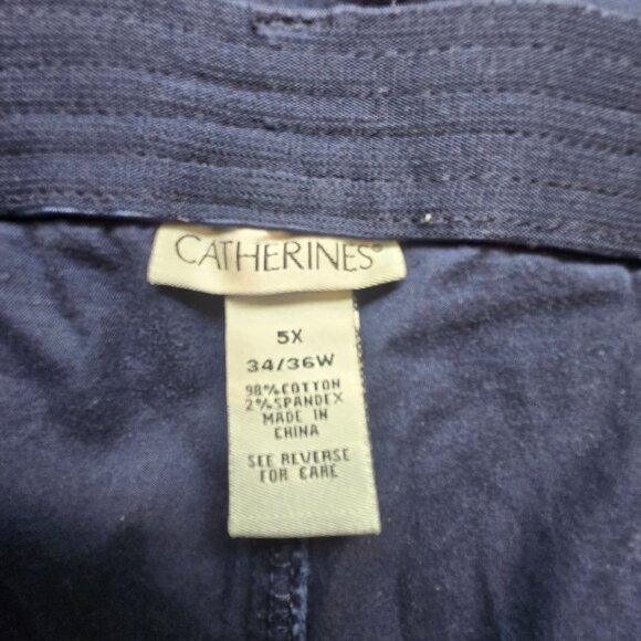 Catherines Plus Size 5X Navy Capri Pants Elastic Waist Drawstring Ankle Pockets - Picture 15 of 16